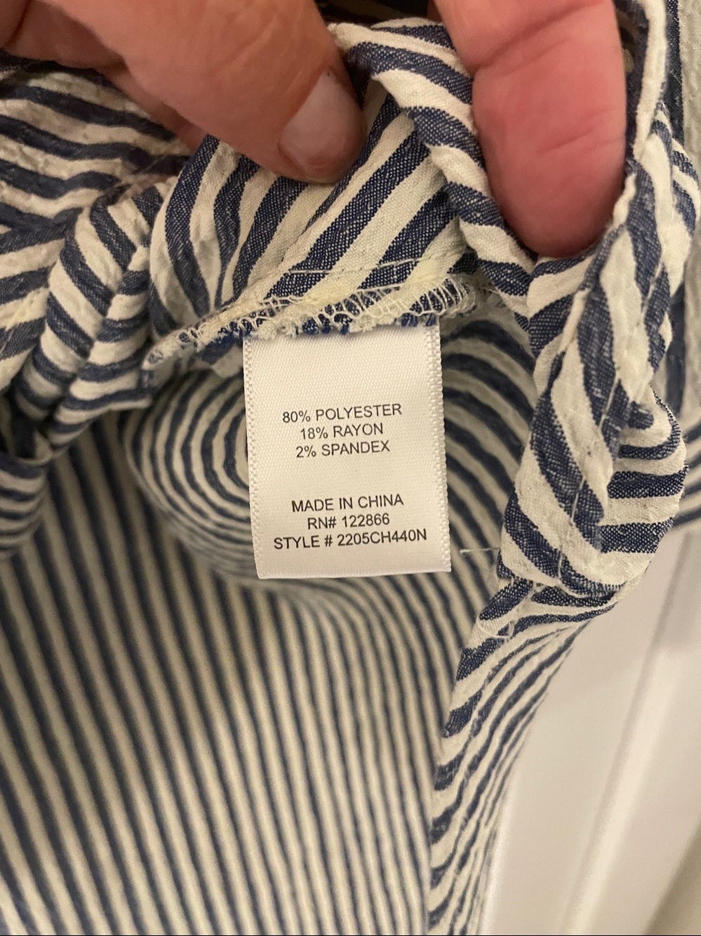 Chenault Navy & White Striped Twist-Front Button Down Shirt - Picture 7 of 7